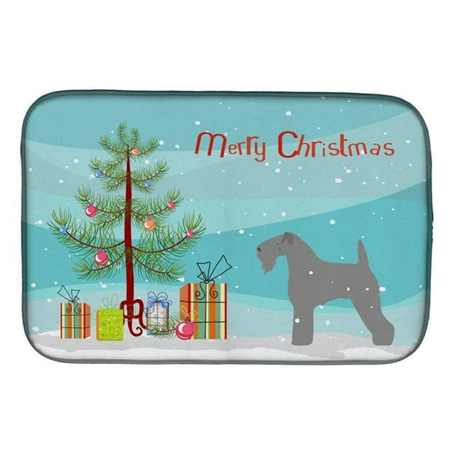 Carolines Treasures BB2910DDM Kerry Blue Terrier Merry Christmas Tree Dish Drying Mat