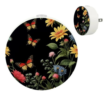 

YZUOUZY Night Light LED Lamp Small Lamps Set of 2 Leaves Butterflies Gerbera Vines
