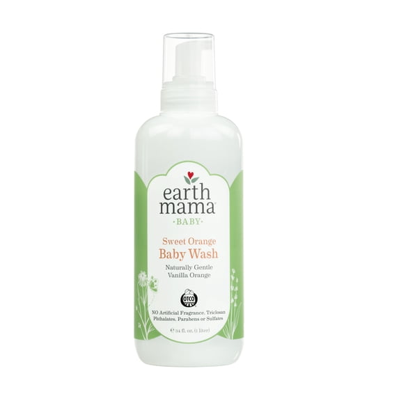 Earth Mama Sweet Orange Baby Wash, Castile Soap for Sensitive Skin, 34 fl oz