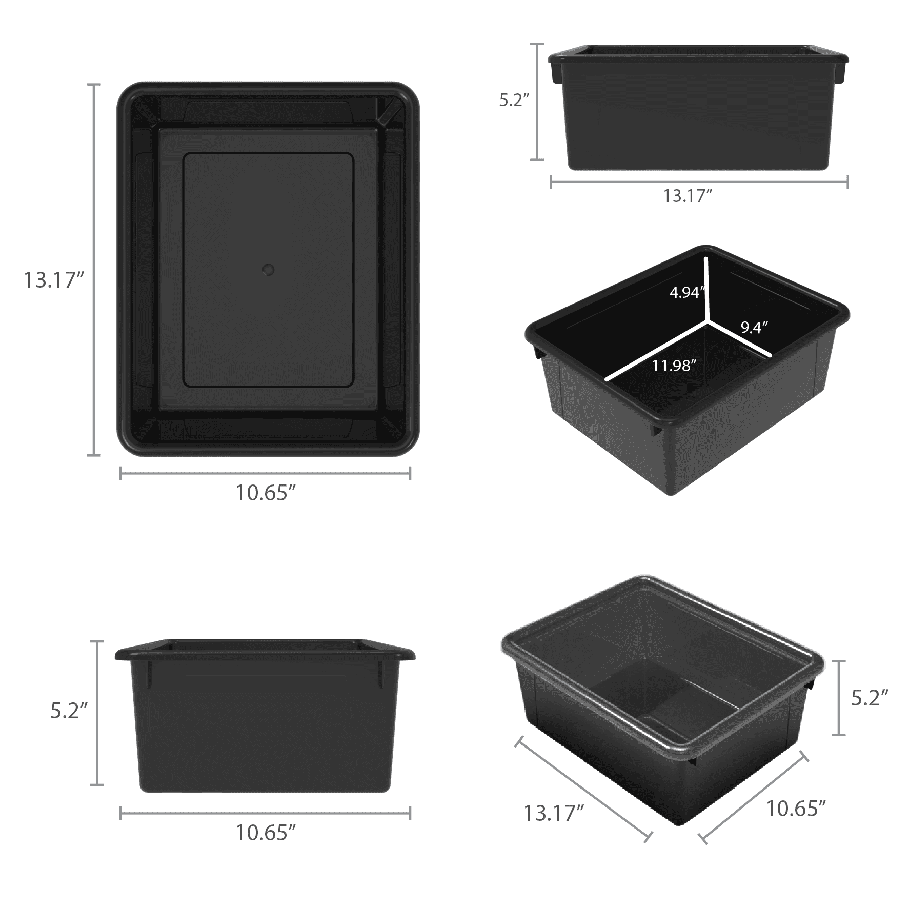 Pen+Gear Deep Plastic Letter Tray, Letter Size Paper Sorter, Black, 5-Pack