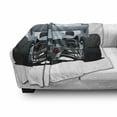 thumbnail image 3 of Cars Soft Flannel Fleece Blanket, Back View of a Formula Race Car Rally Competition Sports Cartoon Style, Cozy Plush for Indoor and Outdoor Use, 70" x 90", Bluegrey White and Black, by Ambesonne, 3 of 6