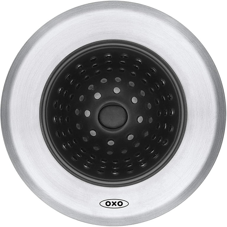 OXO Softworks 2-in-2 Stainless Steel Sink Strainer and Stopper, Black