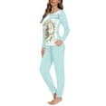 thumbnail image 2 of FKELYI Easter Long Sleeve Pajama Blue 2 Pieces Soft Floral Rabbit Nightwear for Women Sleepwear Comfy Vacation Pajamas for Ladies Night Size 3XL, 2 of 4
