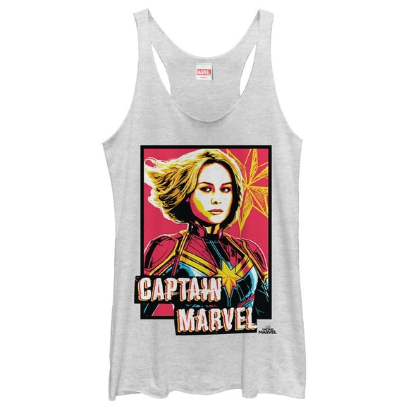 Women's Marvel Captain Marvel Artistic Portrait  Racerback Tank Top White Heather X Small
