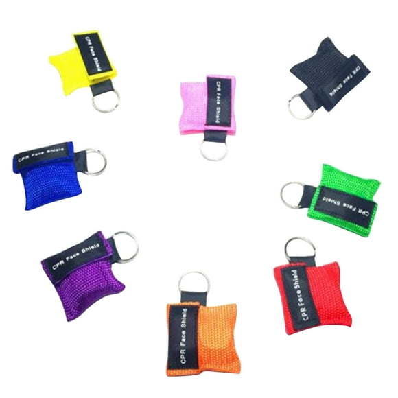 8pcs CPR Mask Emergency Resuscitation Face Mask Disposable Travel CPR Pocket Mak Keychain Ring