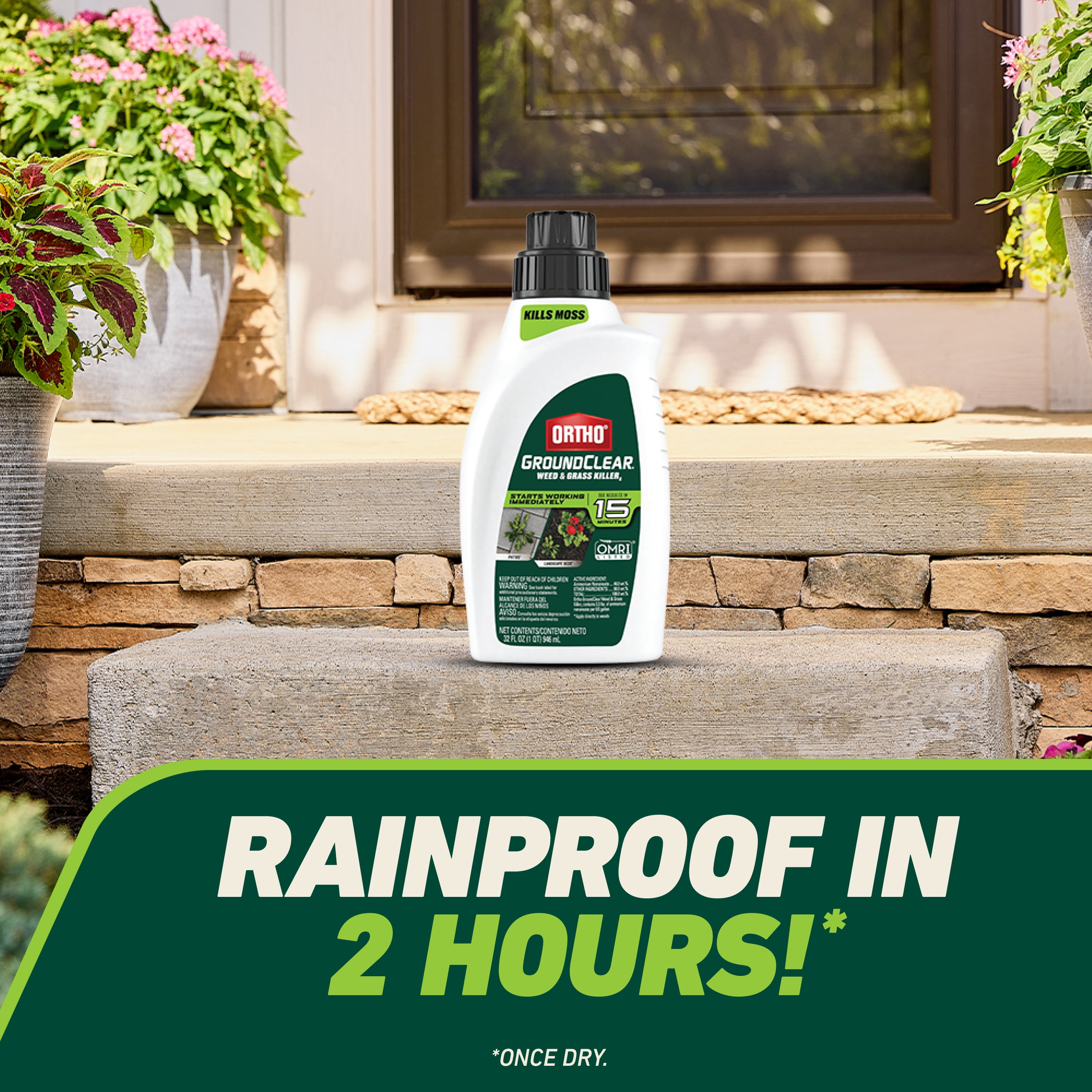 Ortho GroundClear Weed and Grass Killer2 Concentrate, Kills Moss and More, 32 fl. oz.