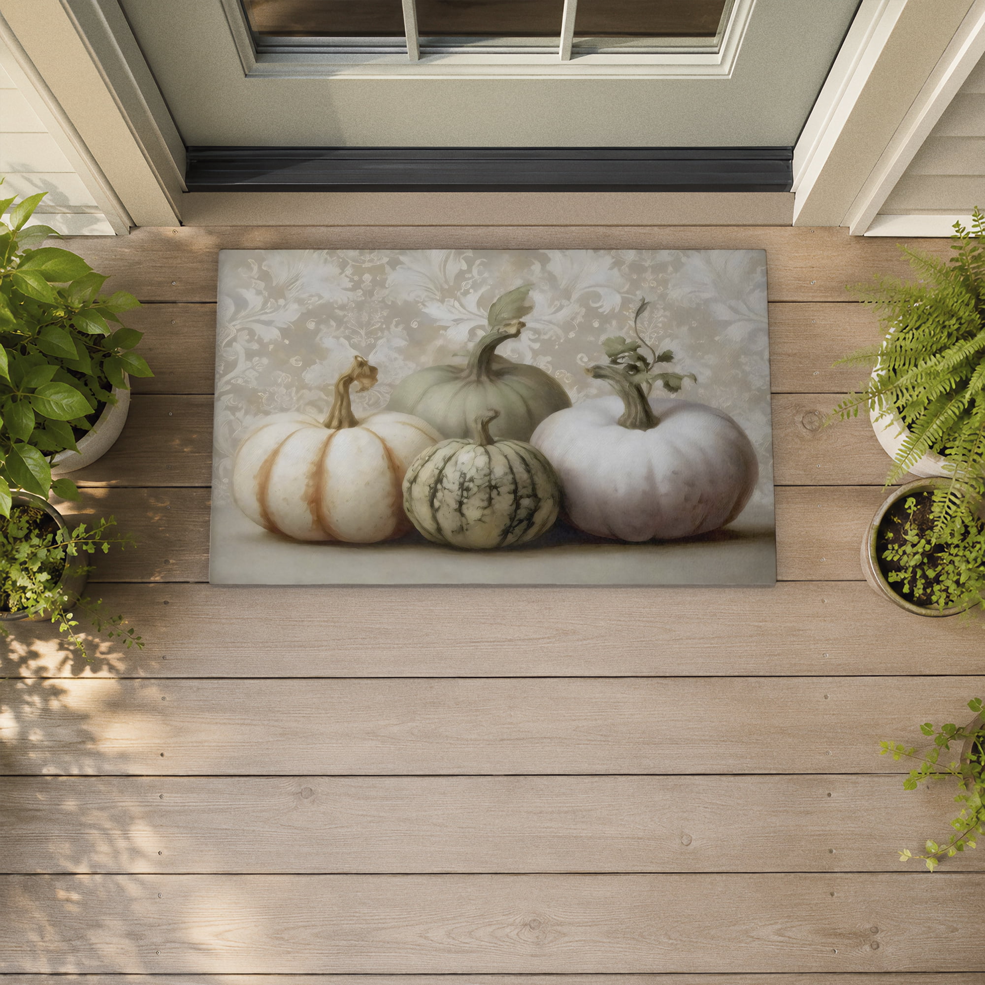 Stupell Industries Pastel Pumpkins & Gourds Harvest Printed Outdoor Door Floor Mat, design by Arlington Prints