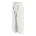thumbnail image 6 of GEWSEY Capris for Women Casual Summer Loose Comfy Drawstring Wide Leg Capri Pants with Pockets (White, 3XL), 6 of 6
