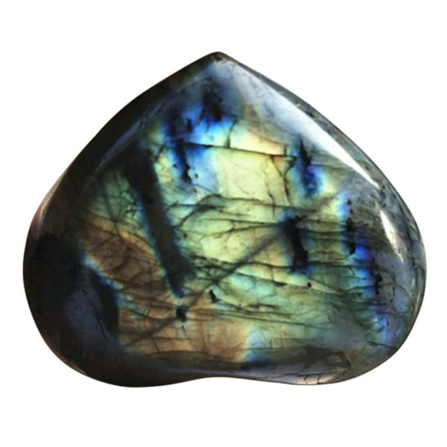 Crystal Labradorite Palm Stone for Healing and Positive Energy in Heart Shape for Gifts and DIY