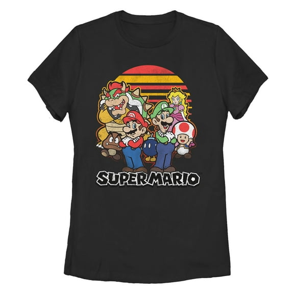 Women's Nintendo Retro Group Shot Distressed Graphic T-Shirt