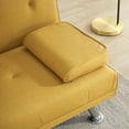 thumbnail image 3 of 67" Folding Sofa Bed with Adjustable Backrest and Silver Metal Legs, Modern Leather Multifunctional Double Sofa Bed with Coffee Table in the Middle for Living Room Bedroom, Yellow, 3 of 9