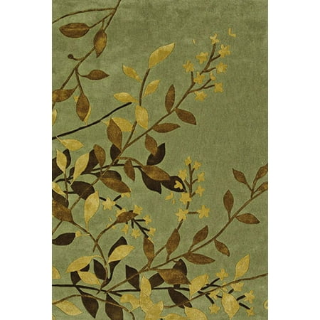 Sphinx Utopia Area Rugs - 84112 Country & Floral Green Leaves Vines Tropical Rug