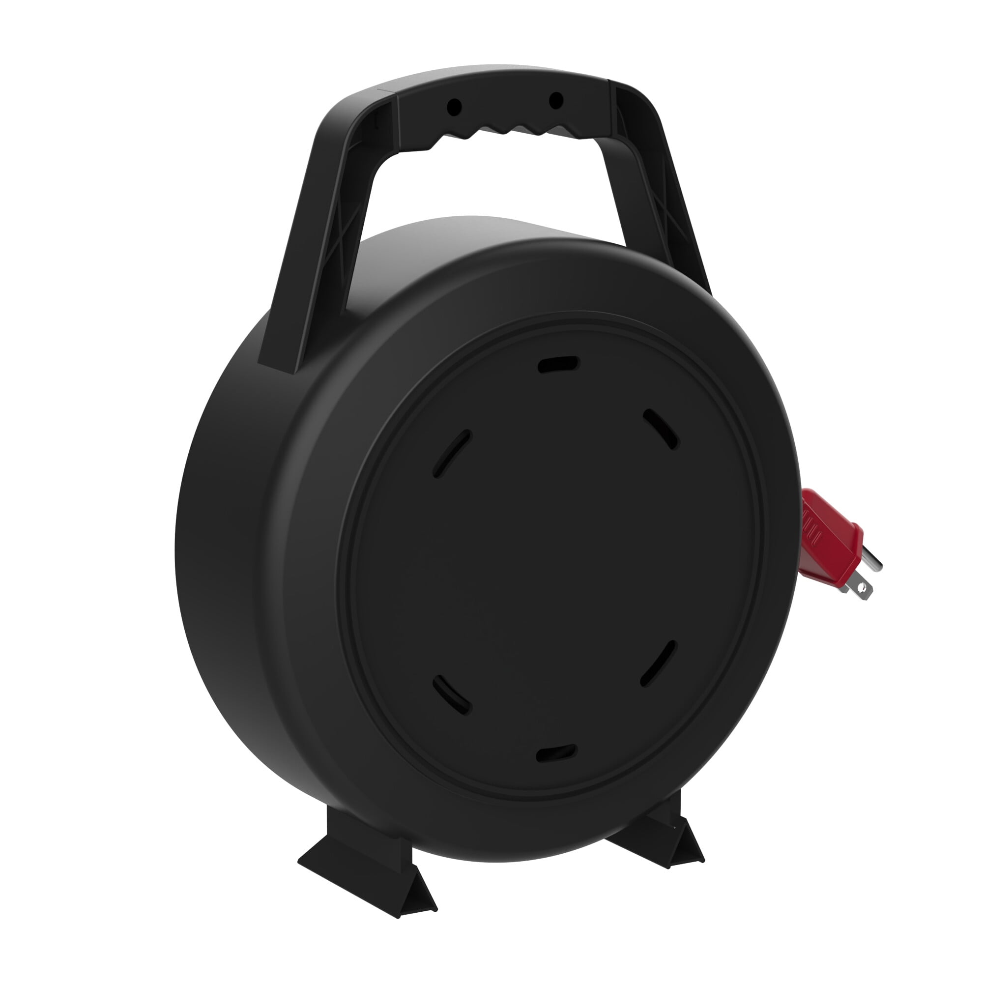 Hyper Tough Extension Cord Reel with 4 Outlets, 25 Foot, Black/Red, 1 Piece