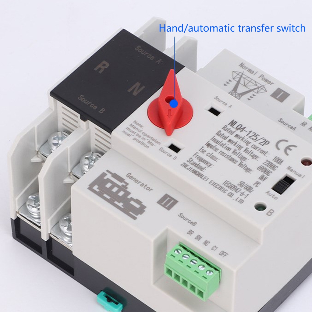 2P 100A Automatic Transfer Switches Din Rail Mounted Double Power Switches