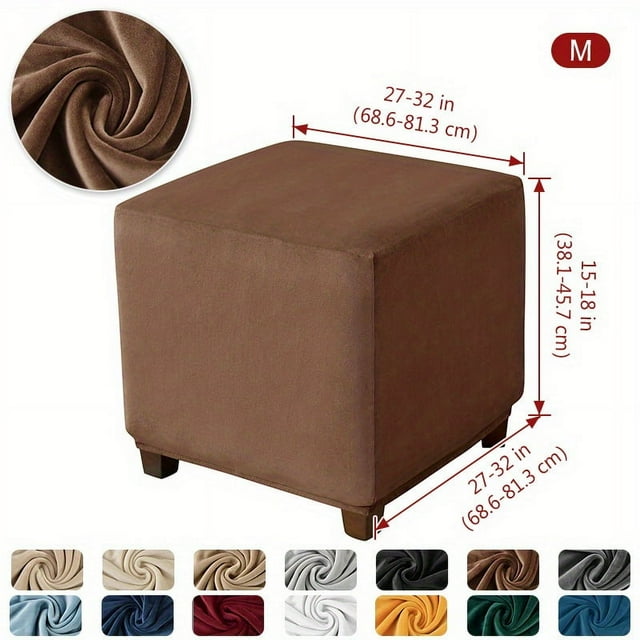 DEBGFS 1 Pce Housse de Tabouret Carrée en Velours Élastique Tout Inclus Housse de Tabouret de Rangement ZZZ,6# Café Foncé,m(27-32 Po)