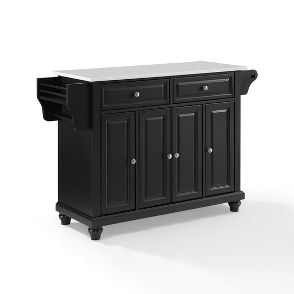 Kitchen Island Cart with Stone Top - Modern Kitchen Storage Island, Portable Kitchen Center, Rolling Island