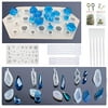 Seasonsky Silicone Resin Kits Assorted Style, 12 PCS Jewelry Casting Molud, 15 PCS Making Tools, Stud Earring and Eye Screw Pins for Jewelry Craft Making
