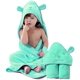 thumbnail image 1 of Toalla con capucha de oso para niños, 100 % tela cortada, toallas de poncho para niños pequeños para ducha, piscina, playa, cubrir, 35 x 35 pulgadas, extra grande, bata de baño para bebé, toalla absorbente suave y acogedora (verde) brillar Electrónica, 1 of 5