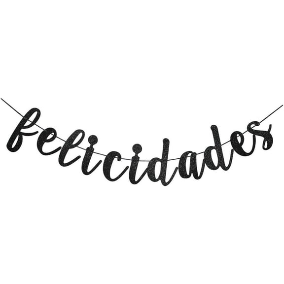 Felicidades Banner, Black Congratulations Banner for Graduation/Birthday/Anniversary/Promotion Party Sign Decor Supplies