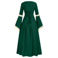 thumbnail image 6 of Plus Size Dress for Women Renaissance Bell Sleeves Lace-up Midi Dress for Halloween Victorian, 6 of 6