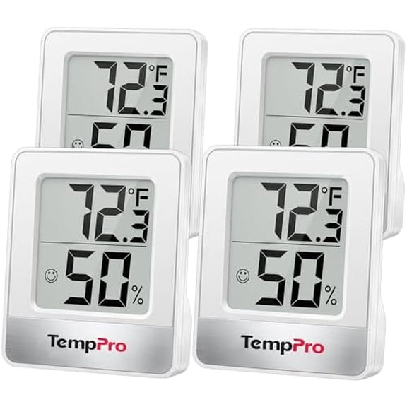 TP49 4 Pieces Digital Hygrometer Indoor Thermometer Humidity Meter Mini Hygrometer Thermometer with Temperature and Humidity Monitor Room Thermometer (Previously ThermoPro)$$Garden & Patio