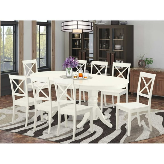East West Furniture Dining Room Set Linen White, VABO9-LWH-W