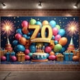 thumbnail image 7 of Golden Glitter 70th Birthday Banner Colorful Balloons Display Firework Design Gift Box Decor Birthday Party Backdrop for 70th Birthday Party Indoor Celebration Family Gathering, 7 of 7