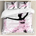 thumbnail image 1 of Latin Duvet Cover Set Queen Size, Silhouette of a Woman Dancing Samba Salsa Latin Dances Spain and Mexico Culture Print, Decorative 3 Piece Bedding Set with 2 Pillow Shams, Pink Black, by Ambesonne, 1 of 3