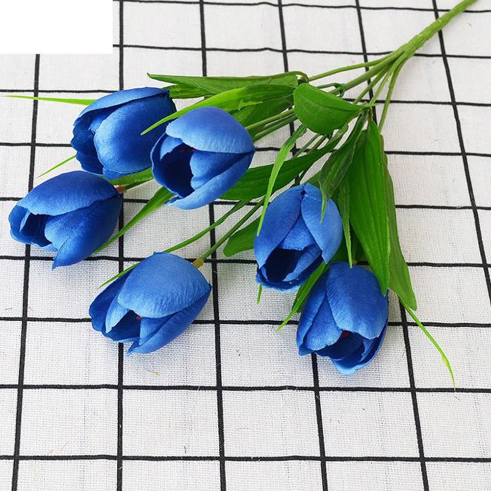 Fule 6 Heads Artificial Tulip Silk Flower Bouquet Garden Party Wedding