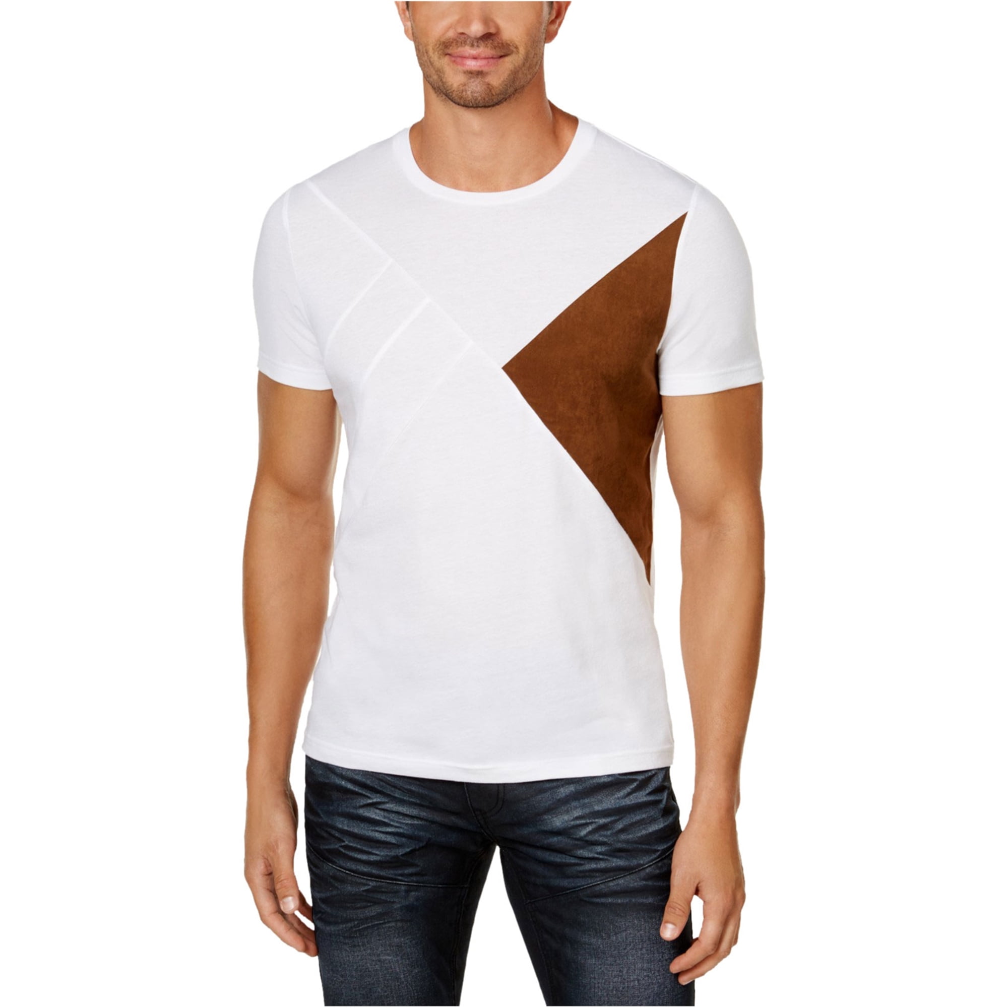 INC Mens FauxSuede Basic TShirt whitepure L