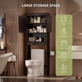 thumbnail image 3 of Aiho Over The Toilet Storage Cabinet Bathroom Shelves Organizer Space Saver Freestanding Restroom Shelf with Doors Anti-Tip Device Adjustable Shelf - Dark Brown, 3 of 7
