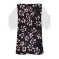 thumbnail image 4 of Fiudx Ofertas Relámpago Camiseta Sin Tirantes con Estampado de Manga Corta y Costuras de Encaje con Cuello En V de Verano para Mujer, 4 of 5