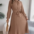 thumbnail image 6 of Women Spring Boho Maxi Dress 2024 Long Sleeve V Neck Swiss Dot Smocked Tie Waist A-Line Ruffle Casual Tiered Chiffon Flowy Long Dress, 6 of 8