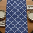 thumbnail image 5 of Table Runners 70 Inches Long Dress Scarves, Navy Blue Moroccan Farmhouse Coffee/Dining/Kitchen Table Decor, Holiday Table Runner, Morocco Geometric Quatrefoil Plaid 13x70 Inch, 5 of 9