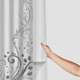thumbnail image 3 of Orinice  Grey Shower Curtain, Ornament Border with Swirls Dots in Rococo Style Renaissance Details, Cloth Fabric Bathroom Decor Set with Hooks,  White, 3 of 7