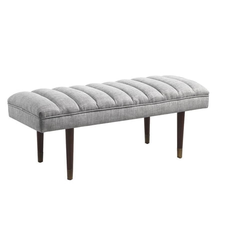 Mid-Century Modern Grey Upholstered Bench