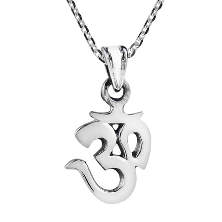 Adorable Little Aum or Om Symbol Sterling Silver Necklace