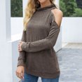 thumbnail image 4 of Women's Solid Long Sleeved Off-Shoulder Small High-Necked One-Shoulder Sweater, 4 of 6