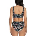 thumbnail image 3 of Wukai Colorful Tropical Leaves Women's Bikini Set Two Piece,wimsuit High Waisted V Neck Twist Front Adjustable Spaghetti Straps Bathing Suit-Medium, 3 of 7