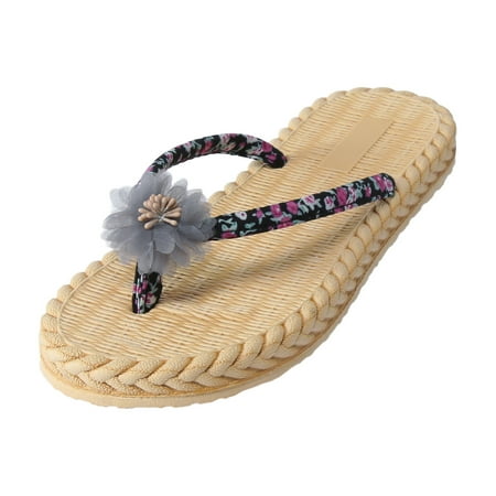 

Dtydtpe Women Floral Thong Slippers Flat Floral Strap Thong Slippers Fashion Beach Flat Floral Slippers Women s Sandals 9 Heels Sandals for Women Casual Sandals for Women Summer Athletic Sandals