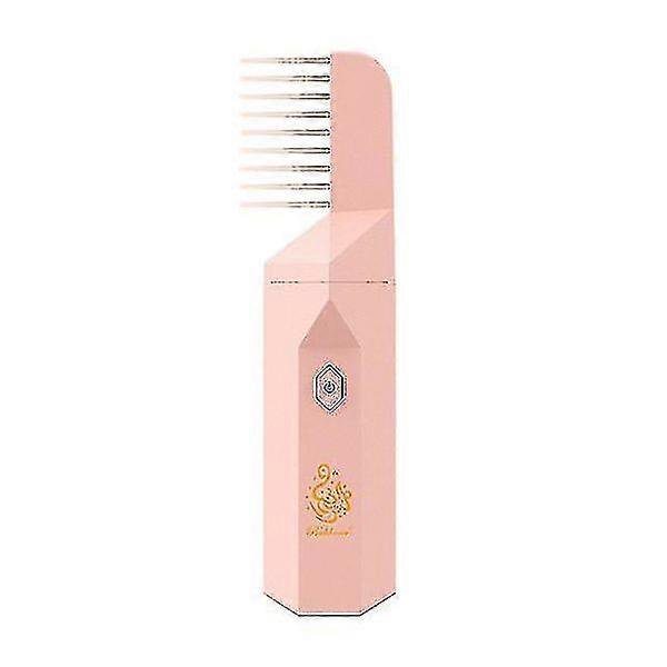 Electric Hairbrush Incense Burner for Bakhoor Ramadan Dukhoon Arabic Aroma Diffuser for Home, Office, Car, Rechargeable Mini USB Hk Pink