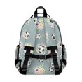 thumbnail image 3 of Football and Flower Slateblue Pattern Cute School Backpack Bag for School with Padded Back and Adjustable Shoulder Straps 15.25"x11.5"x5.25", 3 of 5