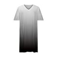 thumbnail image 4 of Usmixi Womens Dresses Short Sleeve V-Neck Gradient Midi Summer Dress Vintage Swing T Shirt Pocket Plus Size Dresses Gray XXXXXL, 4 of 5