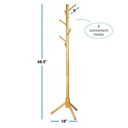 High Grade Wooden Tree Coat Rack Stand 6 Hooks Super Easy Assembly No Tools Required 3 Adjustable Sizes Free Standing Hallway Entryway Hanger For Clothes Suits Canada High Grade Wooden Tree Coat Rack Stand, Coat Stand Dimensions
