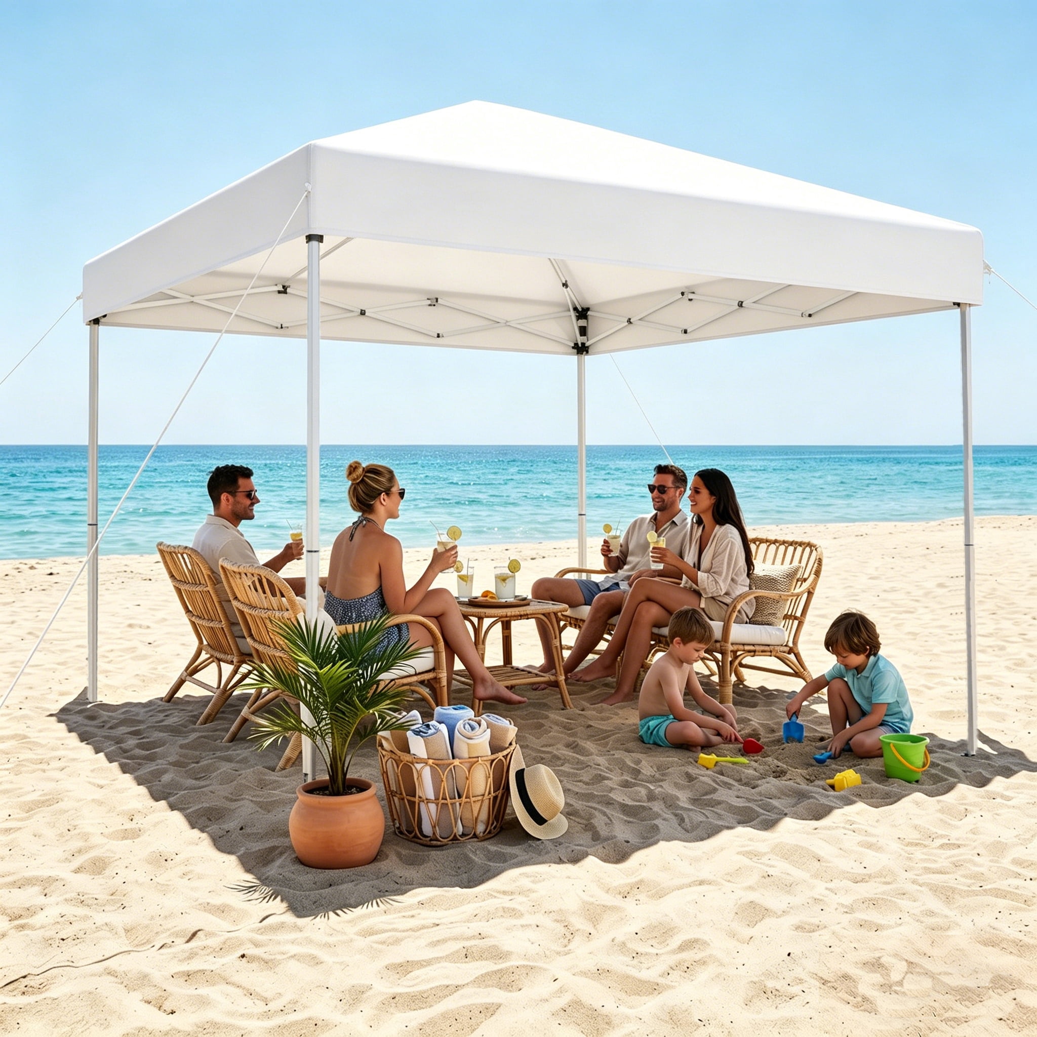 Z-Shade Easy Setup 12x12ft White Steel Pop-Up Canopy with Roller
