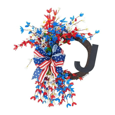 

AdXKenry Wreath Clearance 26 Letter 4th Of July Wreaths Farmhouse Surname Alphabet Patriotic Wreath Memorial Day independence Day Decorations indoor Outdoor Welcome Signs Garland