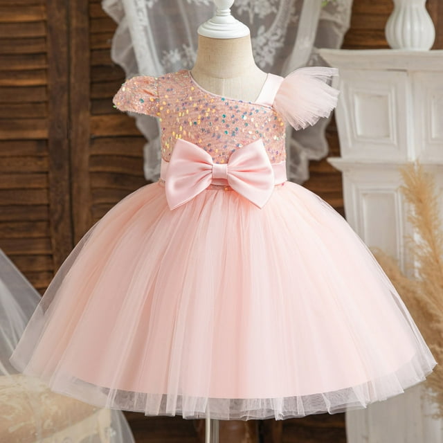 Robe Fille Tout-Petit Volantée Robe Bébé en Tulle Robe d'Été Fille Robes Fille Fleur Robes Bébé 1-2 Ans