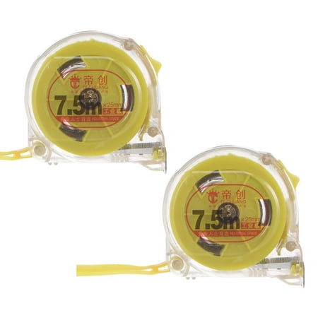 

2 Packs Tape Measure 7.5M Metric Ruler Extra Thick Steel Measuring Tape 25mm Wide Transparent Yellow ABS Case