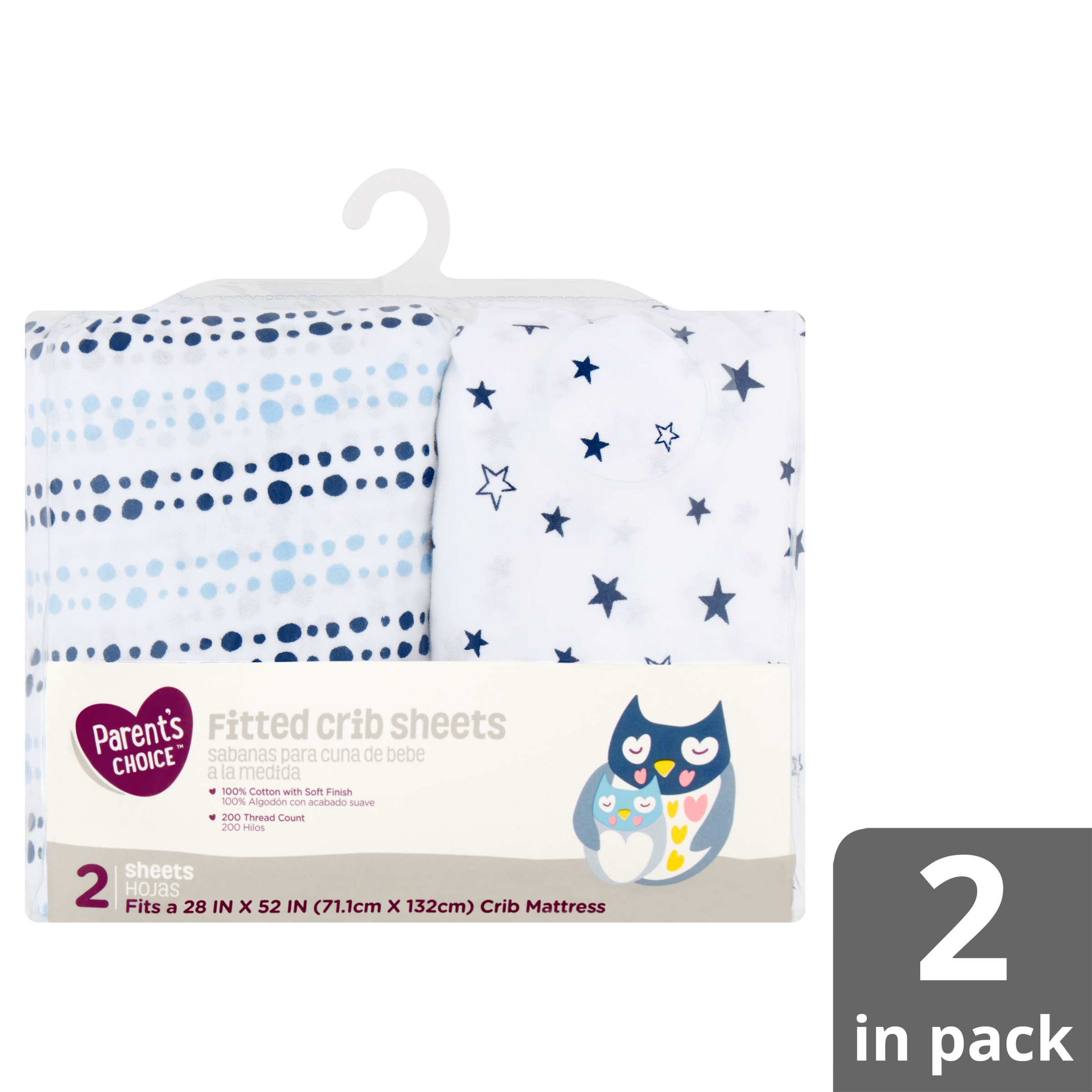 Parent's Choice 100% Cotton Fitted Crib Sheets, Blue Star 2pk - image 4 of 6