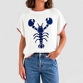 thumbnail image 2 of Women Sweater Animal Lobster Print Crew Neck Short Sleeve Breathable Knit Tops Summer Blouse Daily Wear, 2 of 4